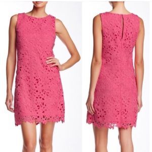 Jessica Simpson Bright Pink Lace Embossed Tank Cocktail Dress NWOT